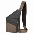 Borsa a tracolla 32 x 20 x 8 cm in similpelle nero/marrone con tasche zip e spallaccio regolabile