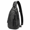 Borsa monospalla 18 x 8 x 32 cm in pelle sintetica nera mimetica con tracolla regolabile