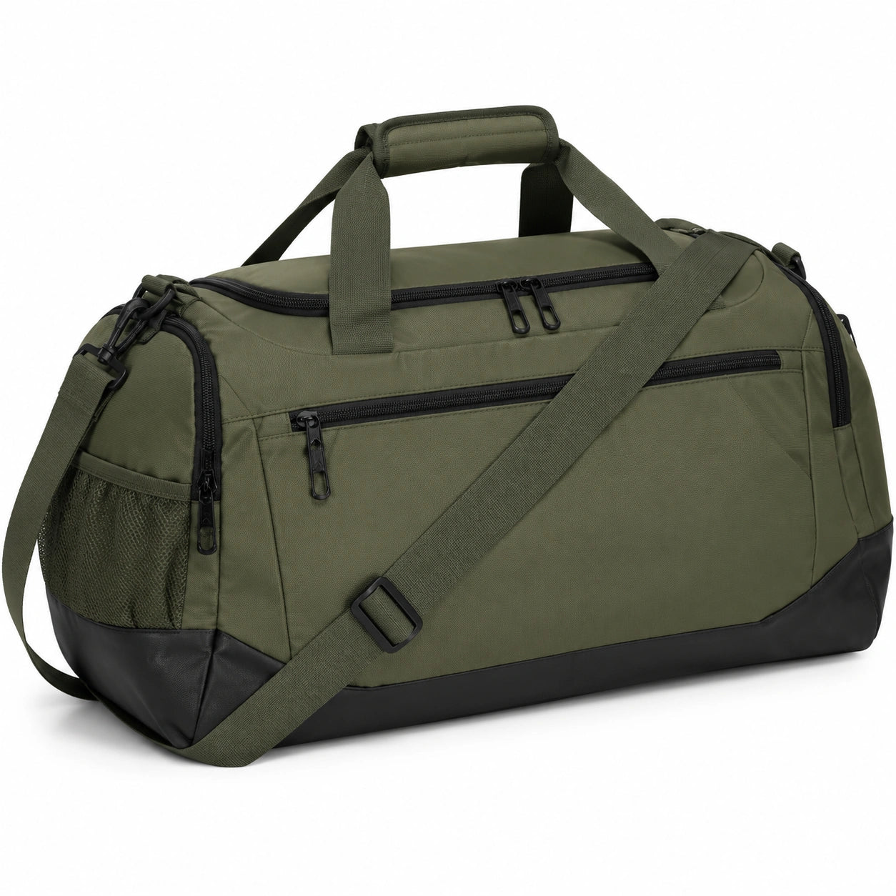Borsone da viaggio 50 x 25 x 28 cm in tessuto sintetico verde con tracolla e tasche