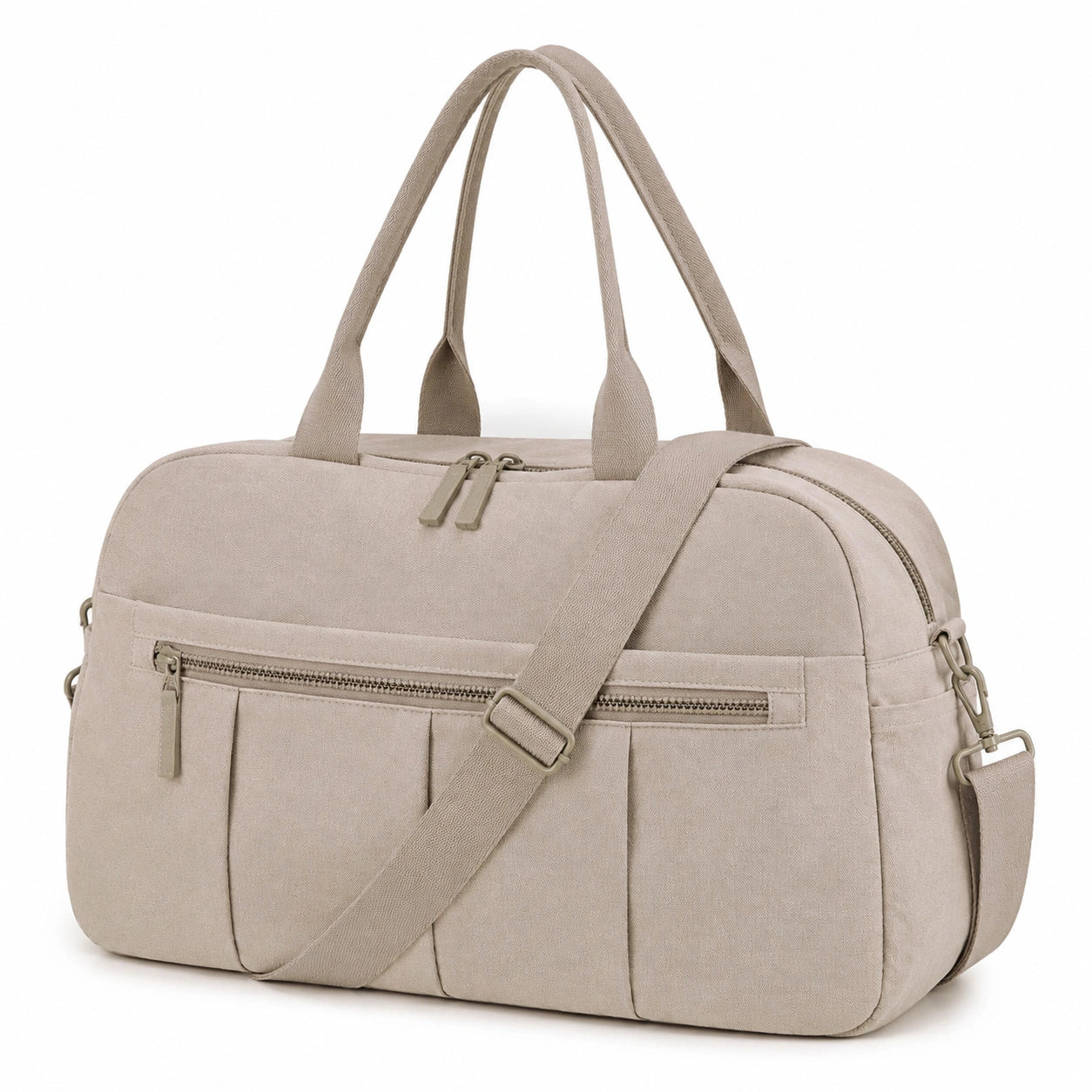 Borsa da viaggio 48 x 24 x 28 cm in tessuto beige con tracolla regolabile