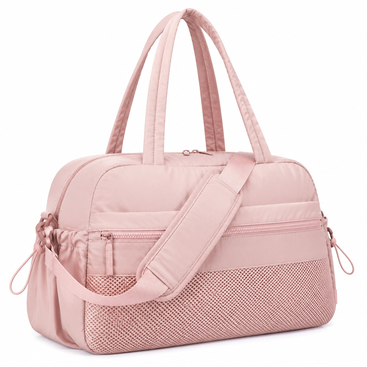 Borsone sportivo 45 x 22 x 28 cm in tessuto sintetico rosa con tracolla e tasche