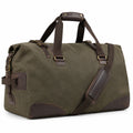 Borsone da viaggio 55 x 28 x 30 cm in tela verde oliva e marrone con tracolla regolabile