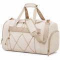 Borsone da viaggio 50 x 25 x 30 cm in tessuto beige con tracolla regolabile e tasche con zip