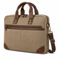Borsa portadocumenti 40 x 9 x 30 cm in tessuto beige e marrone con tracolla regolabile