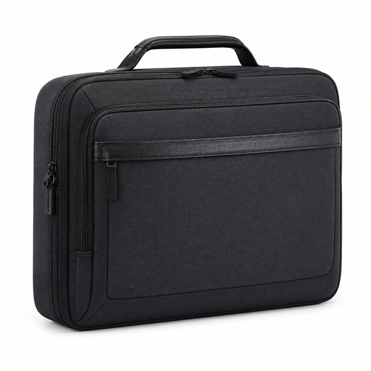 Borsa portadocumenti 40 x 30 x 8 cm in tessuto nero con chiusura zip e manico