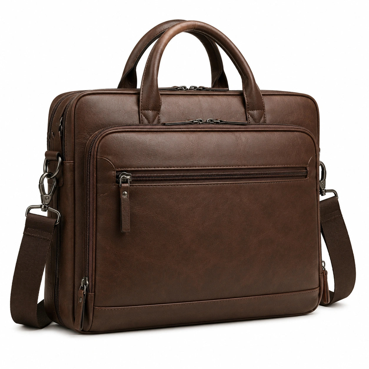 Borsa portadocumenti 40 x 10 x 30 cm in materiale sintetico effetto pelle marrone con tracolla per laptop