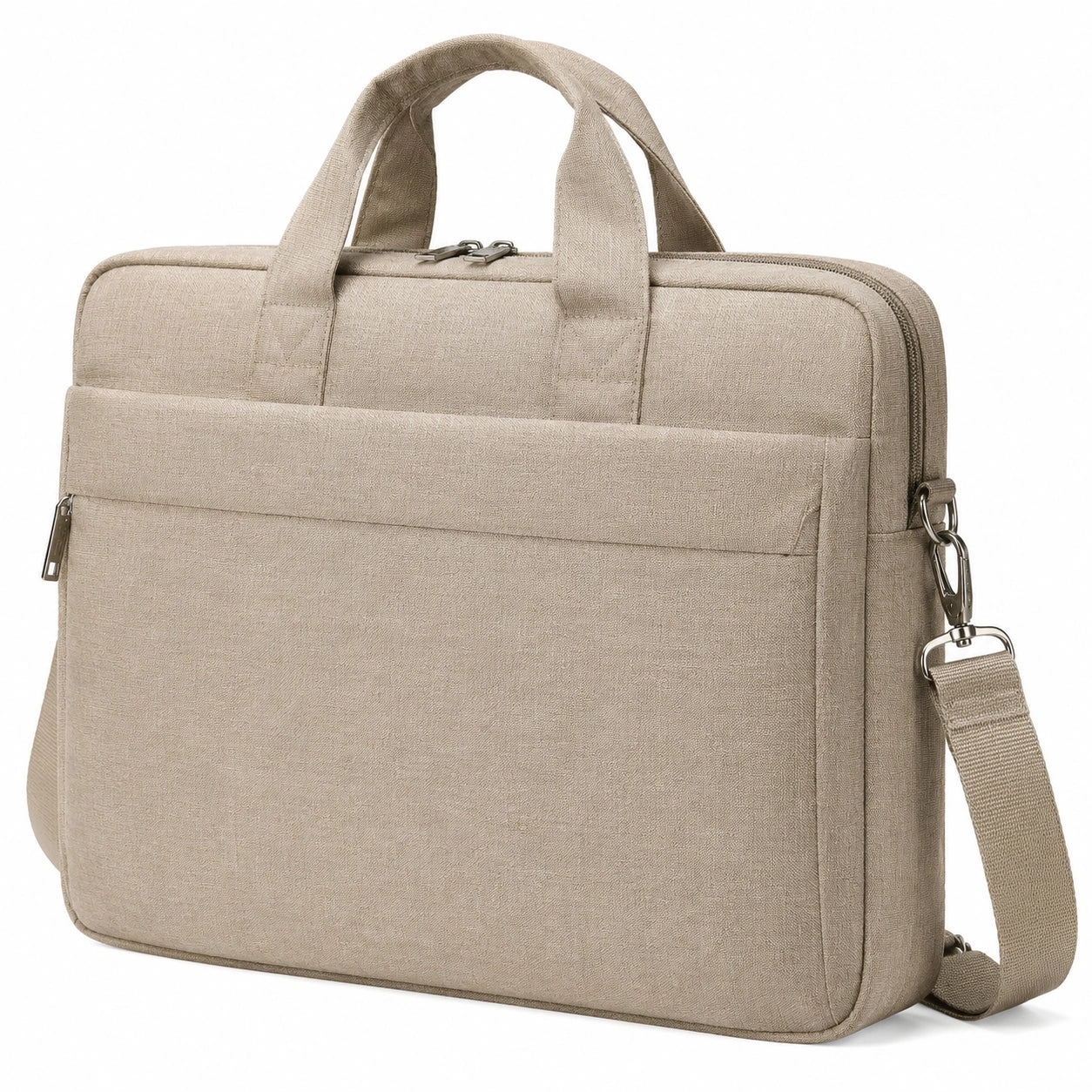 Borsa per laptop 40 x 30 x 8 cm in tessuto beige con tracolla rimovibile