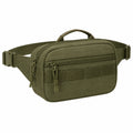 Marsupio 25 x 8 x 15 cm in tessuto verde oliva con cintura regolabile e tasche con zip
