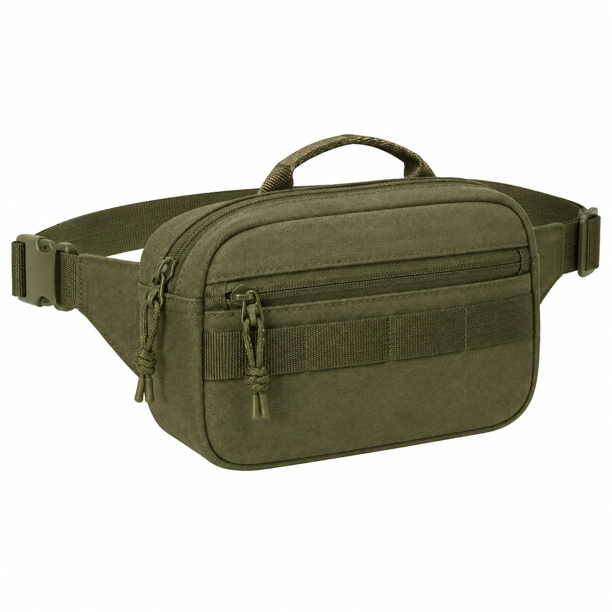 Marsupio 25 x 8 x 15 cm in tessuto verde oliva con cintura regolabile e tasche con zip