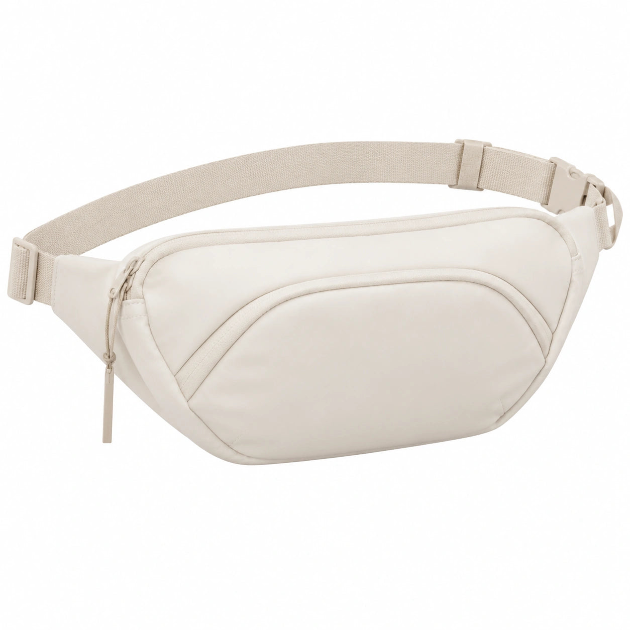 Marsupio 32 x 15 x 7 cm in tessuto sintetico beige con cintura regolabile e tasca frontale