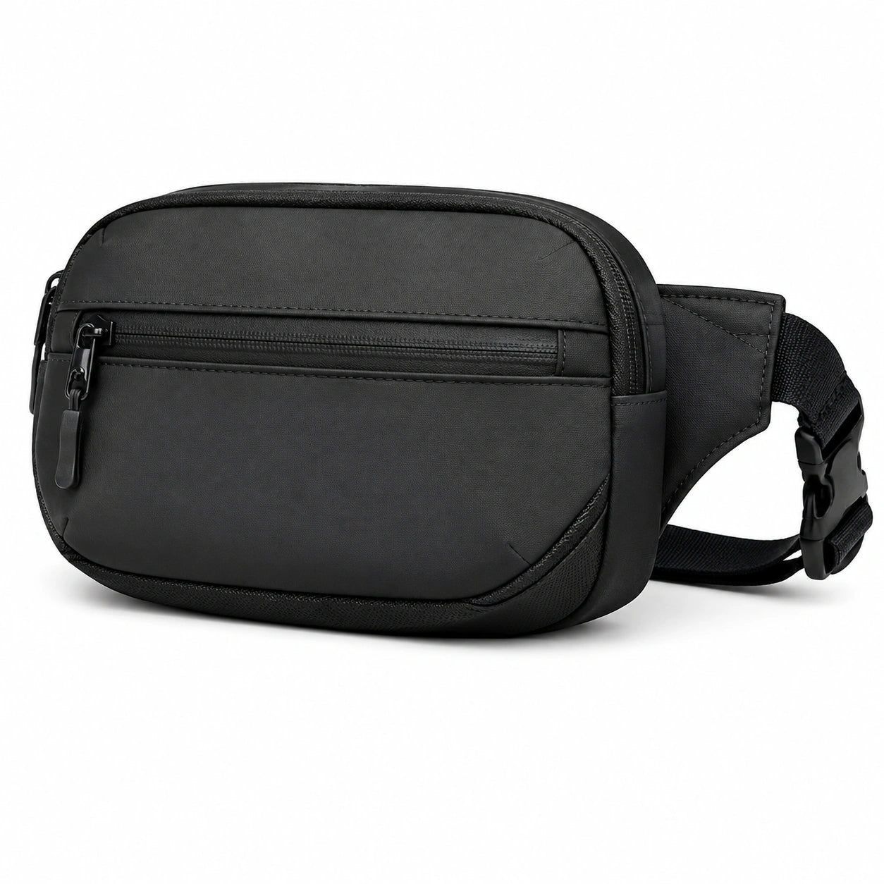 Marsupio 25 x 7 x 15 cm in tessuto nero con tasca zip per uso quotidiano