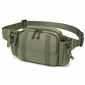 Marsupio 30 x 9 x 18 cm in tessuto sintetico verde oliva con tasche multiple e cintura regolabile