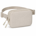 Marsupio 20 x 14 x 6 cm in tessuto beige con cintura regolabile e doppia cerniera