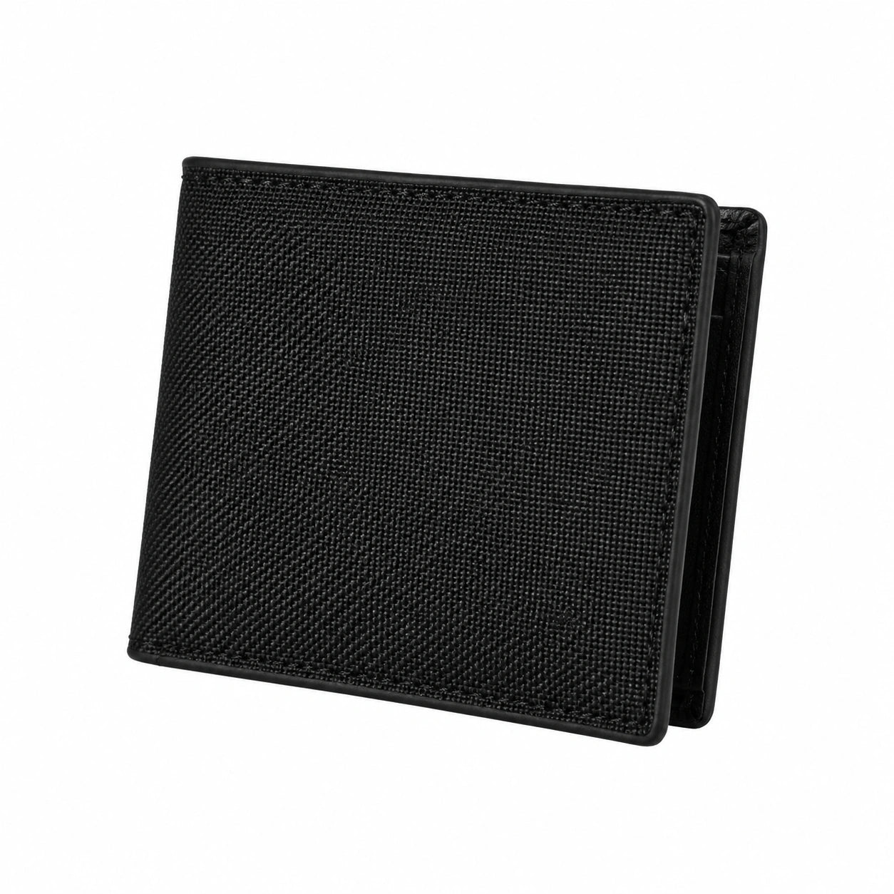 Portafoglio da uomo 12 x 9 x 1.5 cm nero in similpelle testurizzata pieghevole