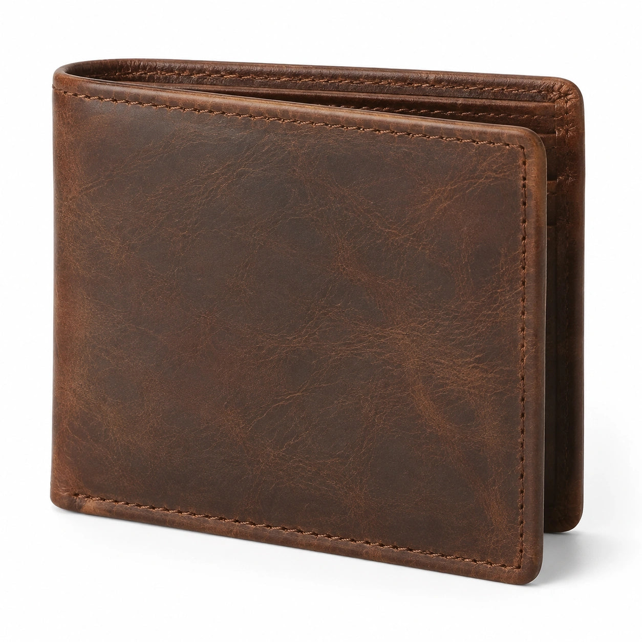 Portafoglio da uomo 12 x 9.5 x 1.5 cm in pelle marrone - pieghevole con scomparti