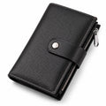 Portafoglio uomo 19 x 10 x 3 cm in similpelle nera con zip e chiusura a bottone