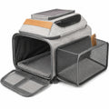 Borsa trasportino per animali 42 x 30 x 36 cm in tessuto grigio con rete espandibile