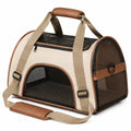 Trasportino per animali 45 x 28 x 30 cm in tessuto beige e rete con tracolla regolabile