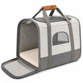 Trasportino per animali 45 x 28 x 30 cm in tessuto grigio con rete e manici