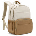 Zaino 30 x 15 x 40 cm in tessuto sintetico beige e marrone con tasche multiple