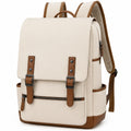 Zaino 30 x 15 x 40 cm in tessuto beige e marrone con tasche e spallacci imbottiti