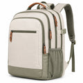 Zaino 30 x 18 x 45 cm in tessuto beige e verde con tasche multiple per uso quotidiano