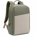 Zaino 30 x 15 x 43 cm in similpelle verde oliva e tessuto beige - urbano con tasca frontale